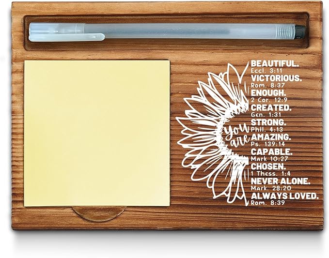 Christian Bible Verse Sticky Note Holder, Religious Note Holder, Christian Encouragement Inspirational Gifts for Women, Men, Coworkers, Friends, Self-Stick Note Pad Holders WPP21