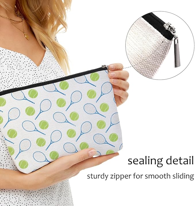 6 PCs Tennis Gifts, Inspirational Tennis Makeup Bag, Tennis Accessories Tennis Gift Cosmetic Bag Toiletry Bag, Tennis Player Graduation Birthday Gifts for Women Girls Tennis Lovers Sister Tennis Fans