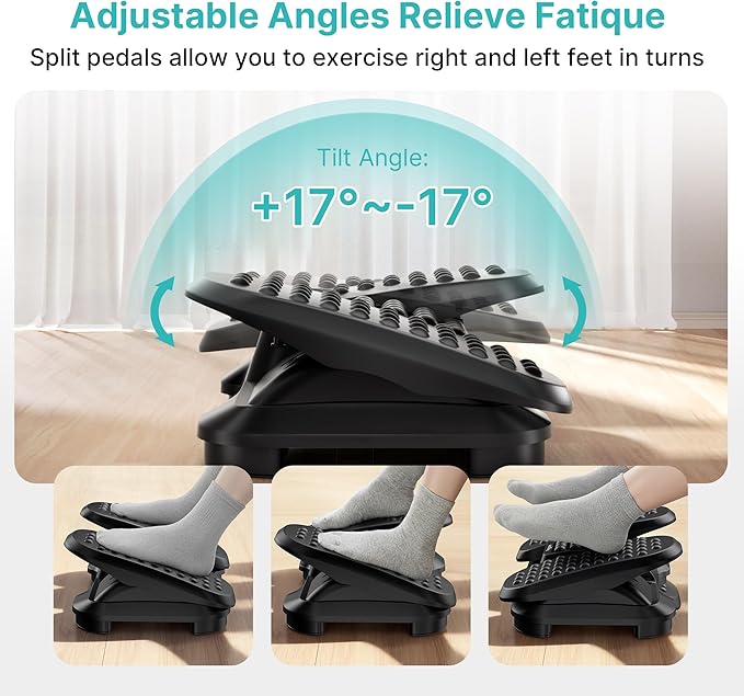 Foot Rest Under Desk with Massage Texture and Roller, Ergonomic Foot Stool with 2 Height Position, Adjustable Foot Rest for Under Desk at Work, Black