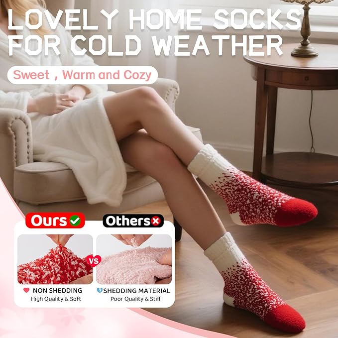 COOPLUS Fuzzy Socks for Women Warm Fluffy Cozy Winter Soft Home Slipper Socks (5 Pairs)
