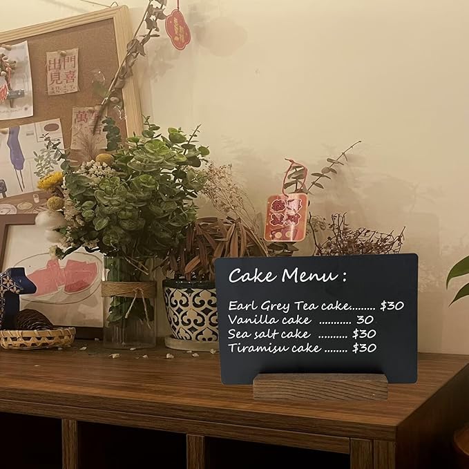 NEWNEWSHOW 8.7x12 Inch Chalkboard Signs, Erasable Message Blackboard Sign with Wood Base for Shop Wedding Kitchen Home Party Decoration (1 Pack 8.7x12)