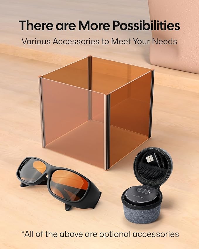 LaserPecker LP1 Pro Laser Engraver for Beginners, Mini Diode Wood Leather Felt Laser Engraver Portable Small Laser Engraving Machine, Suit Set with Laser Safety Glasses + Auto-focus Stand