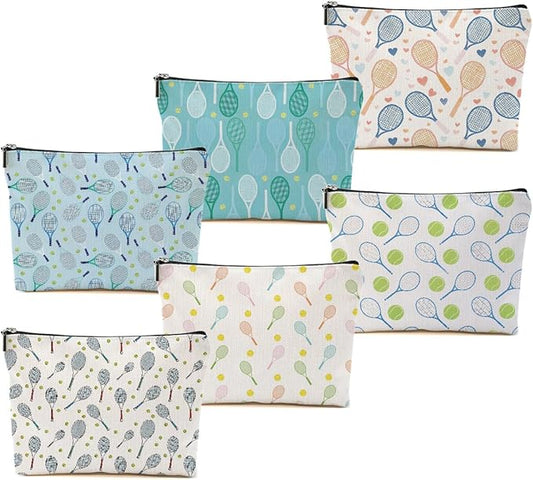 6 PCs Tennis Gifts, Inspirational Tennis Makeup Bag, Tennis Accessories Tennis Gift Cosmetic Bag Toiletry Bag, Tennis Player Graduation Birthday Gifts for Women Girls Tennis Lovers Sister Tennis Fans