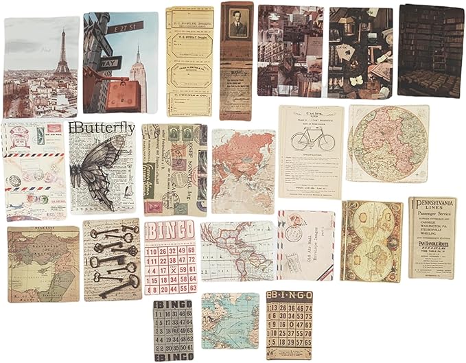 Vintage Journaling Scrapbooking Supplies Scrapbook Sticker Paper Ephemera Pack for Bullet Junk Journal Planners Collage Craft Notebooks Album (Olden Days)