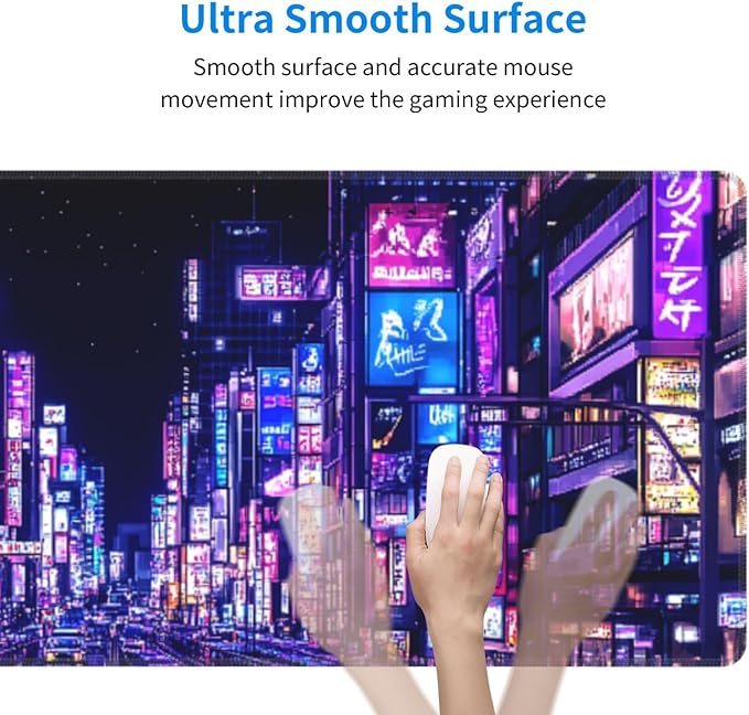 City Mouse Pad 31.5 X 11.8 Inch Big Desk Rubber Base Stitched Edges Keyboard Pad XXL Mouse Mat for Home Game and Office