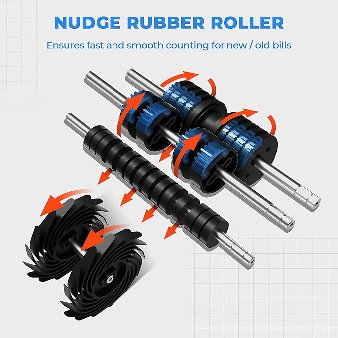 MUNBYN IMC08 Dual Money Counter Machine Mixed Denomination with Reject Pocket, Value Counting, Counterfeit Detection 2 CIS/UV/MG/IR, Sort&Print Enabled Cash Counter, Mixed Bill Counter (White)