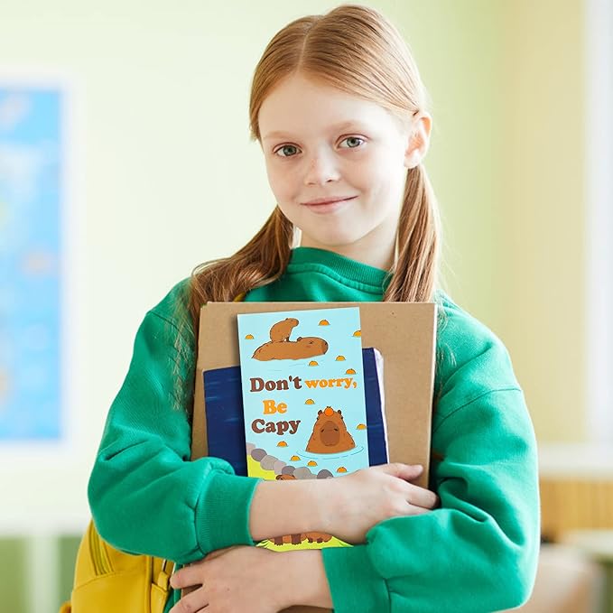 Xqumoi Don't Worry Be Capy Sticky Notes Set, 550 Sheets, Capybara and Orange Pattern Self-Stick Notes Pads Animal Divider Tabs Bundle Writing Memo Pads Back to School Office Supplies Small Gift