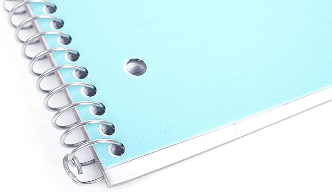 Mintra Office Durable Spiral Notebooks, 1 Subject, (Teal, College Ruled 12pk), 100 Sheets, Poly Pocket, Moisture Resistant Cover, School, Office, Business, Professional