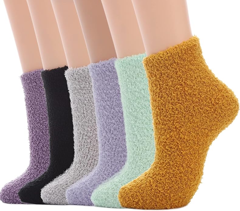 Womens Fuzzy Socks Microfiber Soft Cozy Warm Slipper Sleeping Winter Sock Fluffy Cabin Plush Stocking Stuffers