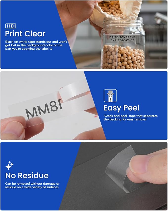 Colorty TZe-141 TZ Tape 18mm 0.7 Laminated Clear Replace for Brother P-Touch Label Tape 18 mm TZe141 TZe Black on Clear for Ptouch PT-D400 PT-D410 D600 Label Maker Refills 3/4 Inch, 6 Pack