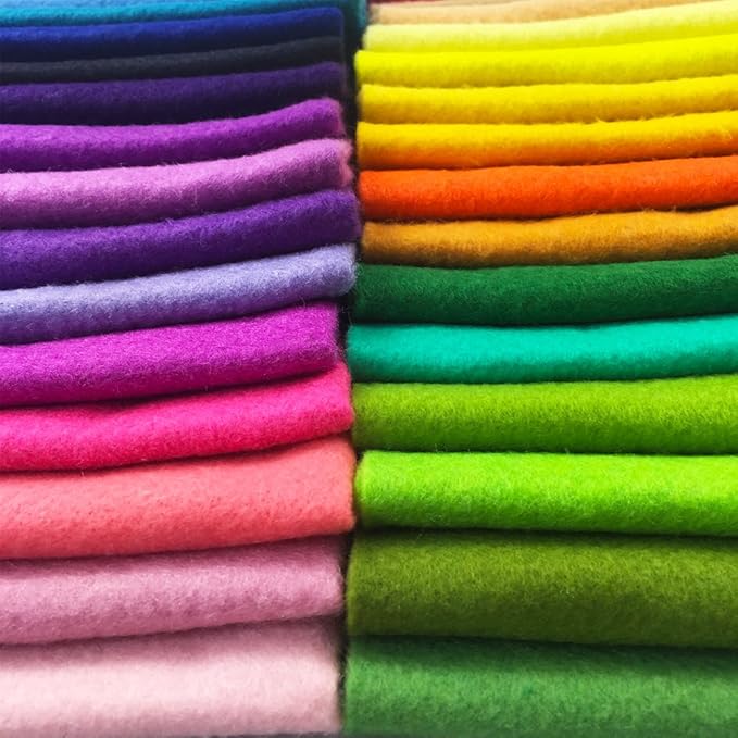 flic-flac 42pcs1.4mm Thick Soft Felt Fabric Sheet Assorted Color Felt Pack DIY Craft Sewing Squares Nonwoven Patchwork (15cm * 15cm)