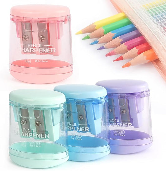 4 Pack Pencil Sharpeners Manual Dual Holes Compact Colored Handheld Pencil Sharpener for Kids, School, Office
