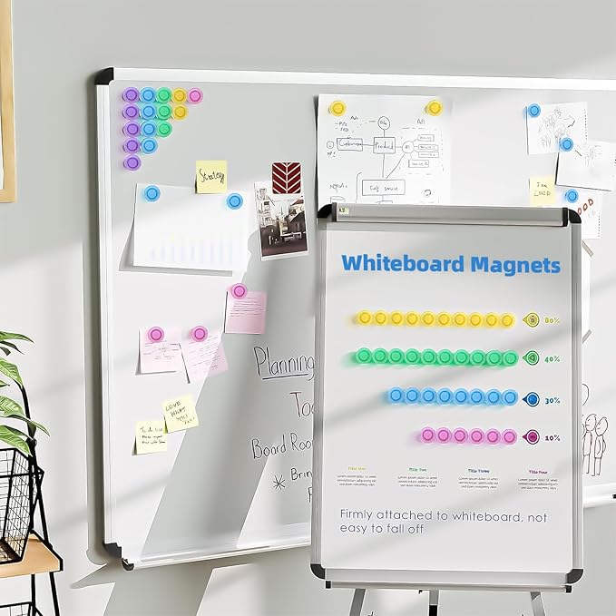 Qualsen Magnets for Whiteboard 20 Pcs, Round Fridge Magnets for Dry Board Decorative, Teacher Supplies for School, Classroom, Home, Office, Locker (Clear)