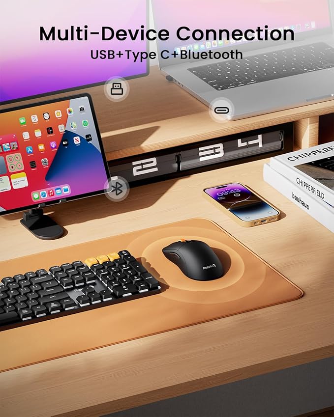 ProtoArc Bluetooth Wireless Mouse, USB C Mouse, EM15 Rechargeable Compact Portable Type C Wireless Mice for Laptop, Tablet, PC, Windows, Mac OS-Black