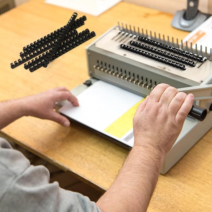 Yunsailing 150 Pack Plastic Binding Combs Plastic Binder Comb Ring 19 Ring Binding Spines Letter Size Spiral coils for Notebook Calendar(1/2 in,Black)