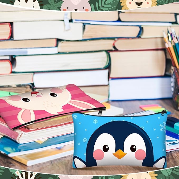 36 Pcs Cartoon Animal Pencil Case Bulk Cute Cartoon Pencil Pouch Multicolor Canvas Pen Bag Organizer with Zipper Stationery Back to School Supplies(Lovely)