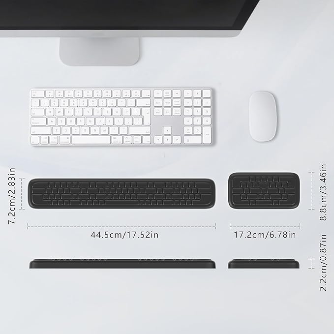 MEKASS Keyboard Wrist Rest, Ergonomic Wrist Pad, Soft Memory Foam Keyboard Hand Rest with Non-Slip Base, Easy Typing, Pain Relief, Comfort Support for Office Work Gaming Computer Accessories (Black)