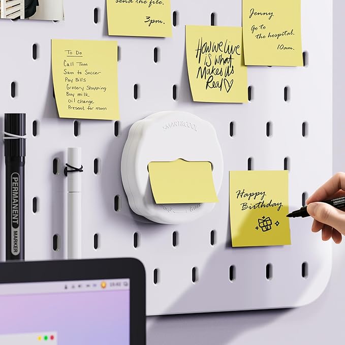 SMART&COOL Magnetic Pop-Up Note Dispenser for 3 x 3 in Pop-Up Sticky Notes, 1Pack, White (Notes Not Included)