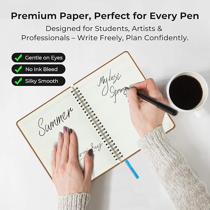 Planner 2025-2026 Daily Weekly and Monthly,11.5"x8.5",18 Months Spiral Bound Calendar Agenda with Self-adhesive Pen Holder,2026 Academic Plan with Vegan Leather Soft Cover,Brown