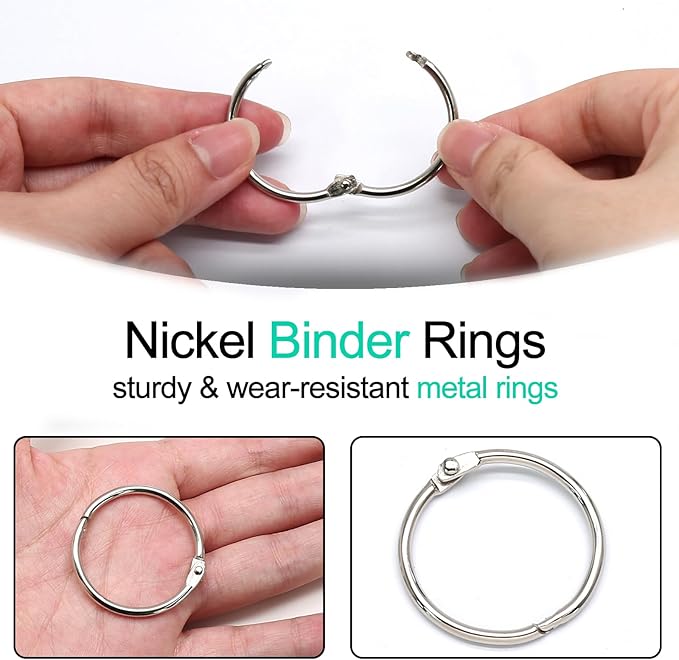 Luomorgo 50 Pcs 1.5 Inch Binder Rings, Nickel Plated Metal Book Rings Silver Paper Rings, Heavy Duty Loose Leaf Binder Rings, Index Cards Rings, Key Rings for Office, Home, School
