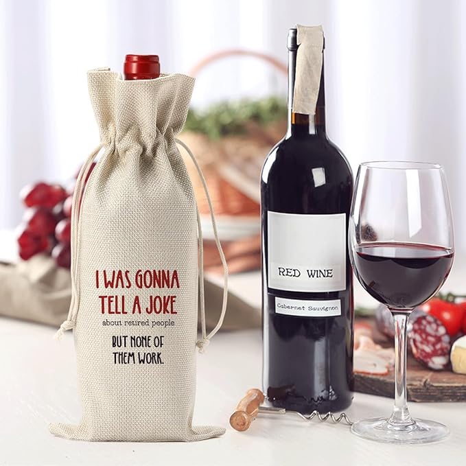 Funny Retirement Gifts for Woman Men Retirement Wine Gifts Bag Happy Retirement Party Decorations Retired Gifts Leaving Gifts for Coworkers Boss