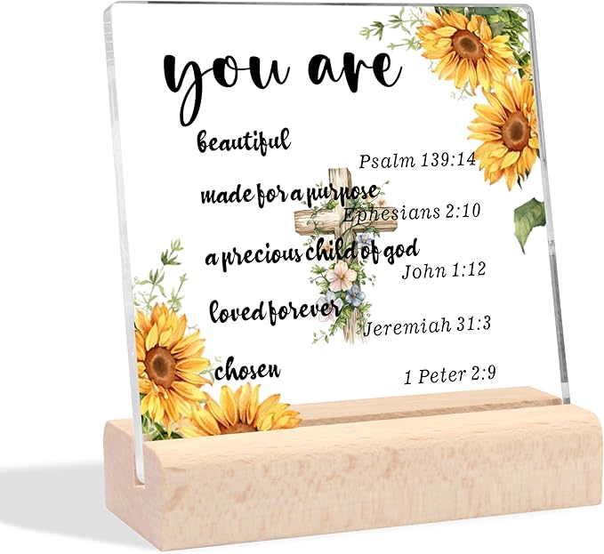 Christian Gifts for Women Men, Religious Gifts for Women Inspirational Gifts Scripture Gifts Clear Desk Decorative Sign Christian Spiritual Baptism Gifts for Woman Man