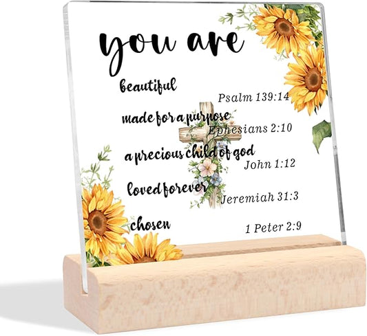 Christian Gifts for Women Men, Religious Gifts for Women Inspirational Gifts Scripture Gifts Clear Desk Decorative Sign Christian Spiritual Baptism Gifts for Woman Man