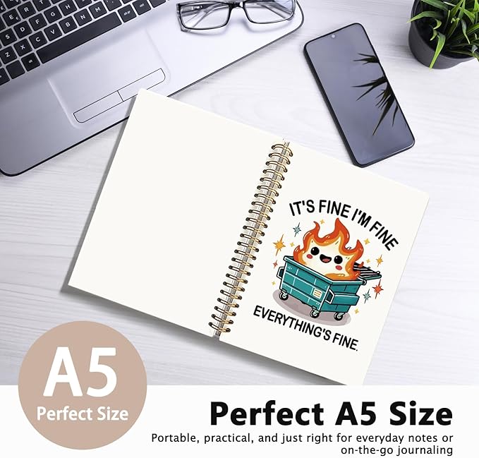 Dumpster Fire Gifts, Funny Dumpster Fire Notebook Journalfor Women & Men, 160 Pages, Hardcover Notebook for Work & Note Taking, Funny Gifts for Coworkers & Friends 5.5x8.3 Inch