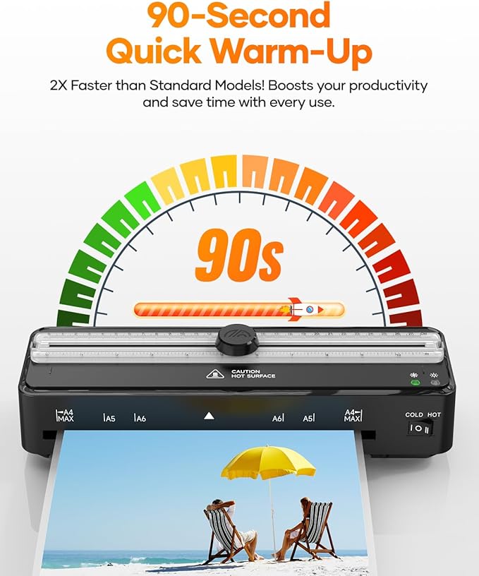 Kejector Laminator Machine, 9 Inch with 20 A4 Sheets Thermal and Cold Lamination Built in Cutter Quick Warm Up for Home Office School