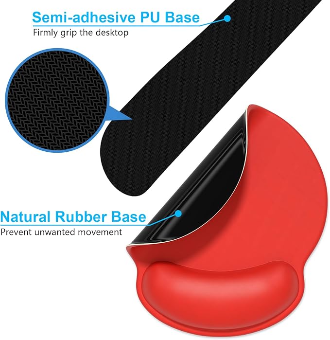 Dapesuom Keyboard Wrist Rest and Mouse Pad with Wrist Support, Cute Memory Foam Cushion for Keyboard and Mouse Set, Ergonomic Desktop Pad Rests with Non Slip Base for Easy Typing & Pain Relief, Red