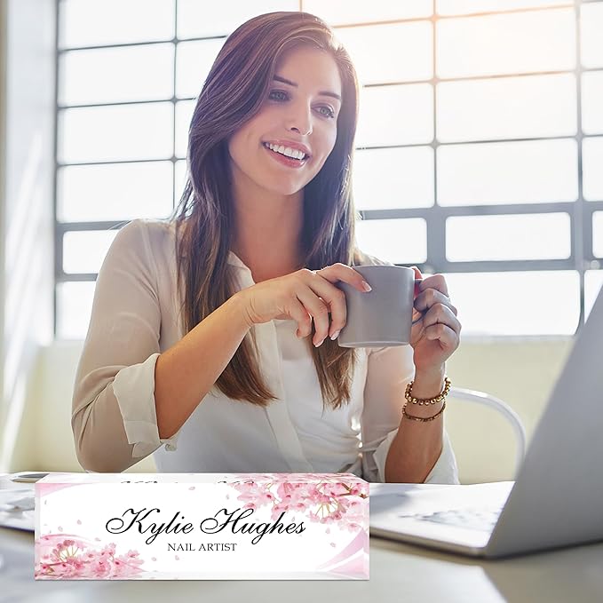 Custom Name Plate for Desk, Personalized Acrylic Office Name Sign with Name & Title, Elegant Desk Decor for Women Men, Employee Appreciation Gift (Sakura-2)