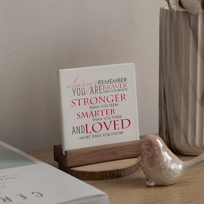 Lukiejac Inspirational Quotes Desk Decor Gifts For Women Best Friend Encouragement Cheer Up Gifts Office Inspiration Positive Plaque With Wooden Stand For Coworker Motivational Sign For Birthday (Red)