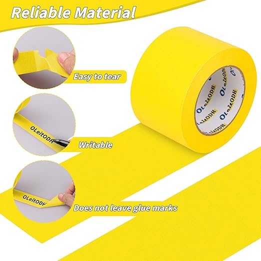 22 Rolls Yellow Painters Tape Bulk 2 inch x 55 Yards, Painters Masking Tape No Residue Wall Painting Tape Artist Tape Trim Edge Finishing Tape for Wall Painting Decoration DIY Supplies
