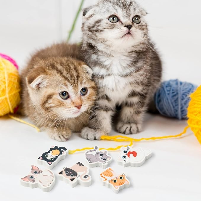 ANGOLIO 60Pcs Cute Cat Erasers Back to School Gifts for Kids Animal Pencil Top Erasers Mini Kawaii Cartoon 3D Desk Pet for Classroom Activities Rewards Game Prizes Birthday Party Supplies, 6 Styles