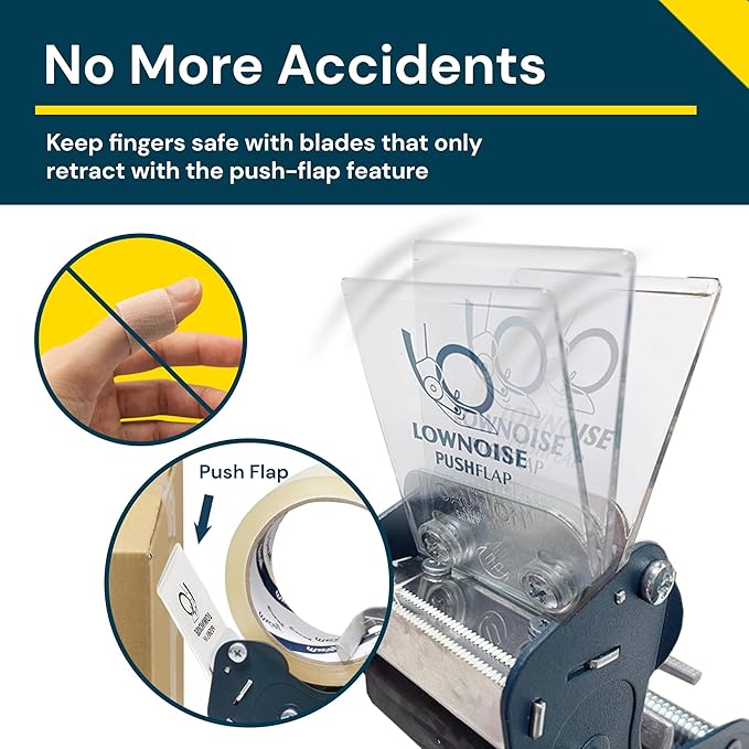 Excell RTS-82891 Low Noise Tape Dispenser, 2" Wide, 3" Core with Pushflap Technology & Static Cling Strip for Quiet, Smooth Carton Sealing - Includes Tape Roll, 1 Pack