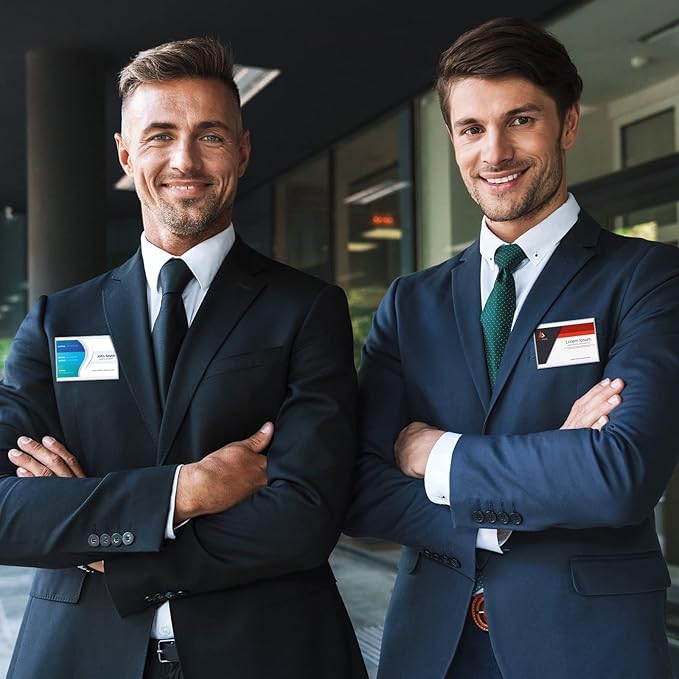 Eaasty 200 Pcs Name Tags with Pins ID Clear Plastic Badge Holder Pin Style Name Badge Holders with Inserts ID Card Plastic Badge Sleeve, 2.44 x 3.58 Inch(Silver Clip)