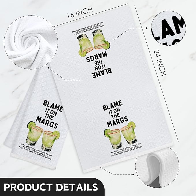 Margarita Gifts Kitchen Towels, Gifts for Margarita Lovers Decorative Hand Towels for Bathroom, Cocktail Themed Gift Dish Tea Towel for Kitchen Bar Cart Pub, 16x24 Inch