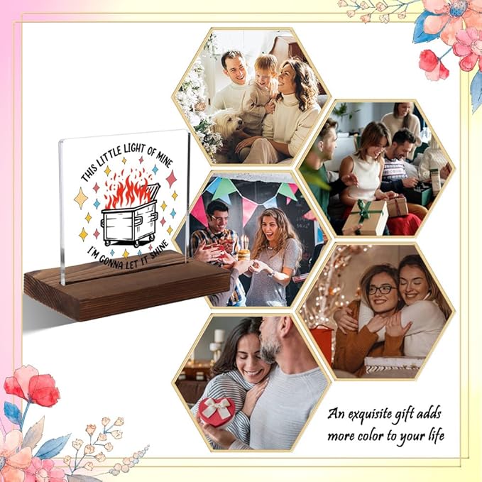 Funny Dumpster Fire Sign, Cute Dumpster Fire Plaque, Funny Office Gift for Managers, Coworkers, Office Humor Gift for Women, Modern Acrylic Desk Plaque, 10 x 10 x 1.5 cm,XXD57