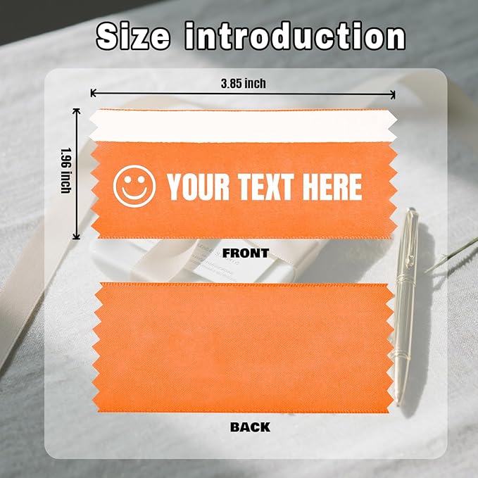 Custom 4" Badge Ribbons with Adhesive for Nametags - Personalized Add Your Logo Text and Choose Your Ribbon Colors,Suitable for Host, Award Winner,Speakers, Parliamentarians, Journalists,Teacher,