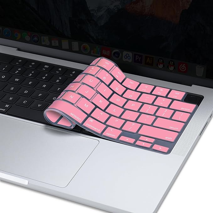 MOSISO Keyboard Cover Skin Compatible with MacBook Air 15 inch M3 A3114 M2 A2941/Air 13.6 A3113 A2681/Pro 14/16 M4 M3 M2 M1, Pink