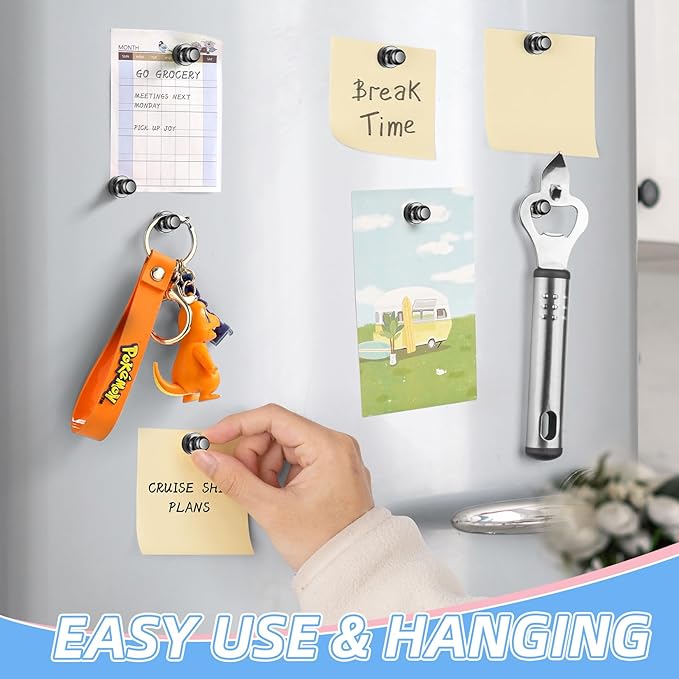 VNDUEEY 30Pcs Strong Fridge Magnets, Black Whiteboard Magnets Refrigerator Magnets, Magnetic Push Pin, Small Metal Magnets for Locker, Map, Kitchen, Office, School, Adults