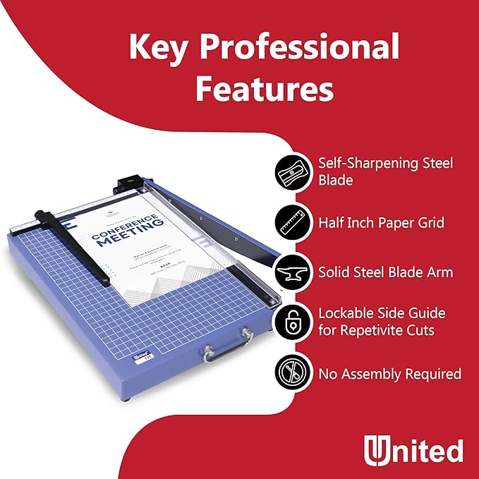 United Office Products T15 Commercial Guillotine Paper Trimmer, Sturdy Metal Base, 15" Cut Length, 15 Sheet Capacity, Paper Cutter for Offices, Schools and Crafts