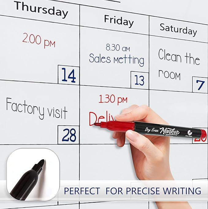 J&J worldwide Magnetic Whiteboard Calendar Glass Board Yearly Calendar - 35" X 47" Large Wall Calendar - White Board Dry Erase Planner for Wall Home, School, Office