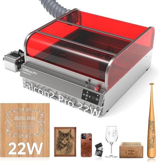 Creality Falcon2 Pro 22W Laser Engraver, Enclosed Laser Cutter with Air Assist, HD Camera Positioning, Auto Fan, Class 1 Safety Laser Engravering Machine for Wood and Metal, Acrylic