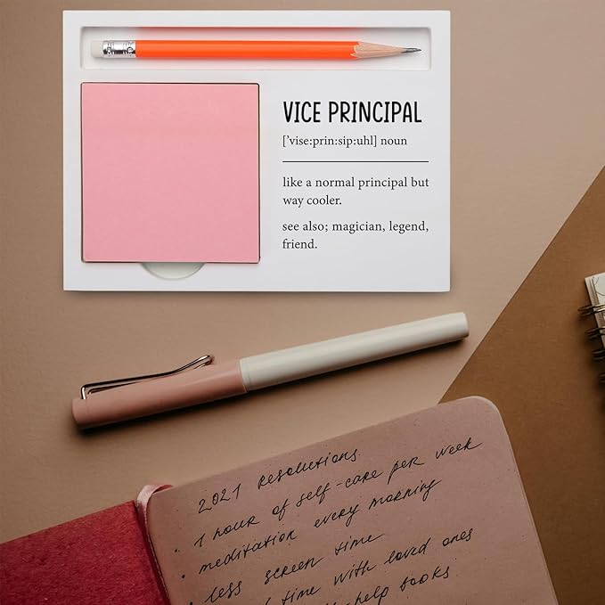 Vice Principal Gift Desk Organizer Funny and Heartfelt Note Pad Holder for Back to School Retirement Promotion, Appreciation Cool Assistant Principal Desk Decor XBCT4