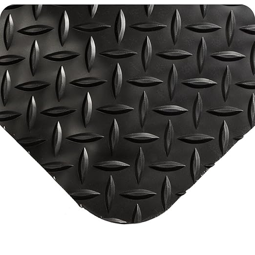 Wearwell 414.1516x3x52BK Diamond-Plate SpongeCote UltraSoft Mat, 52' Length x 3' Width x 15/16" Thick, Black