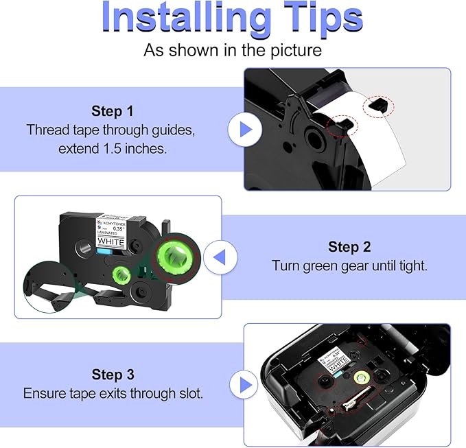 2 Pack Compatible for Ptouch Label Maker Tape 9mm 0.35 Laminated White TZe TZe TZ Tape TZe-221 TZe221 TZ221 for PT-1290SBVP PT-1300 PT-1500PC PT-1600 PT-1700 PT-1750 PT-1750SC
