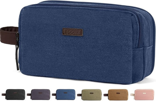 Sooez Large Pencil Case Pouch, Extra Big Pencil Pouch Pencil Bag with PU Handle & Zipper, Sturdy Pen Case with 3 Compartments, Aesthetic School College Supplies Organizer for Men Women Boys, Blue