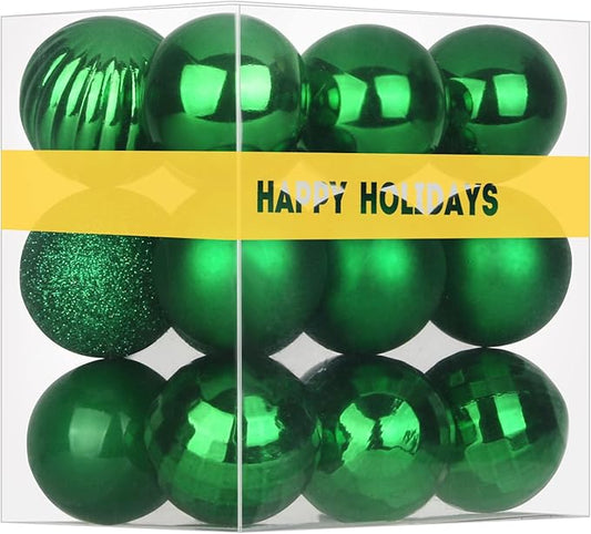 18Pcs Christmas Balls Ornaments for Xmas Tree - Shatterproof Christmas Tree Decorations Medium Hanging Ball Green 2.5in x 18 Pack