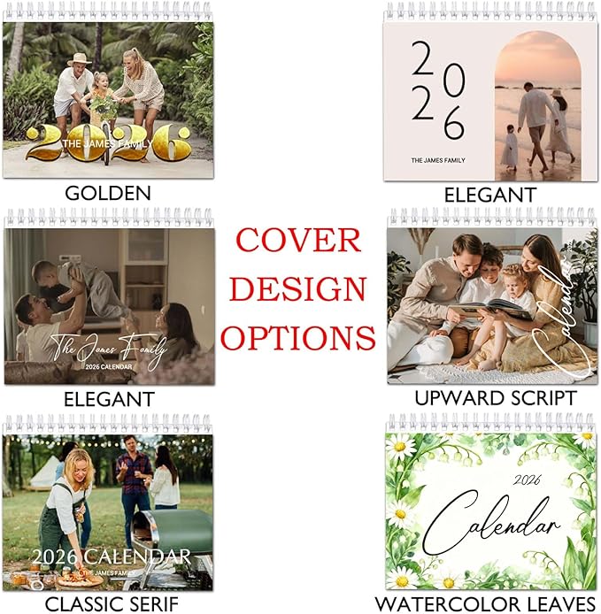 Custom Calendar 2026 Christmas New Year Gift Personalized Photo Pictures Printing Customized Photos Calendar for Wall Desk Office Home Family Anniversary